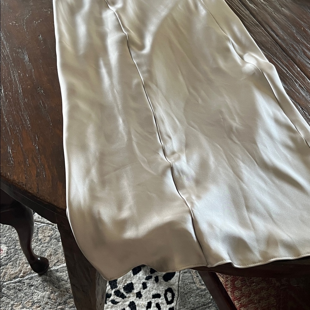 Satin Slip Midi Dress in Ivory - Picture 2 of 3